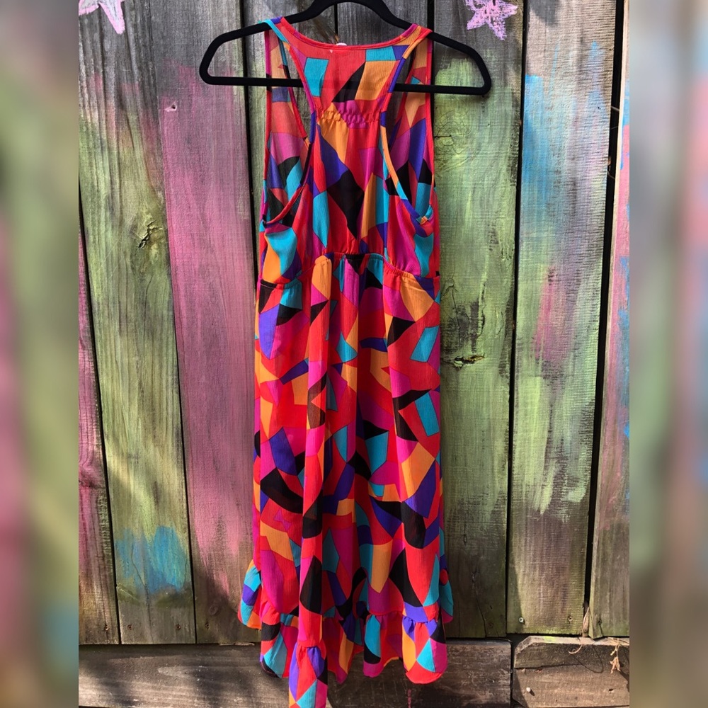Target Sheer Multi Color Hi Low Racerback Dress - Picture 4 of 4